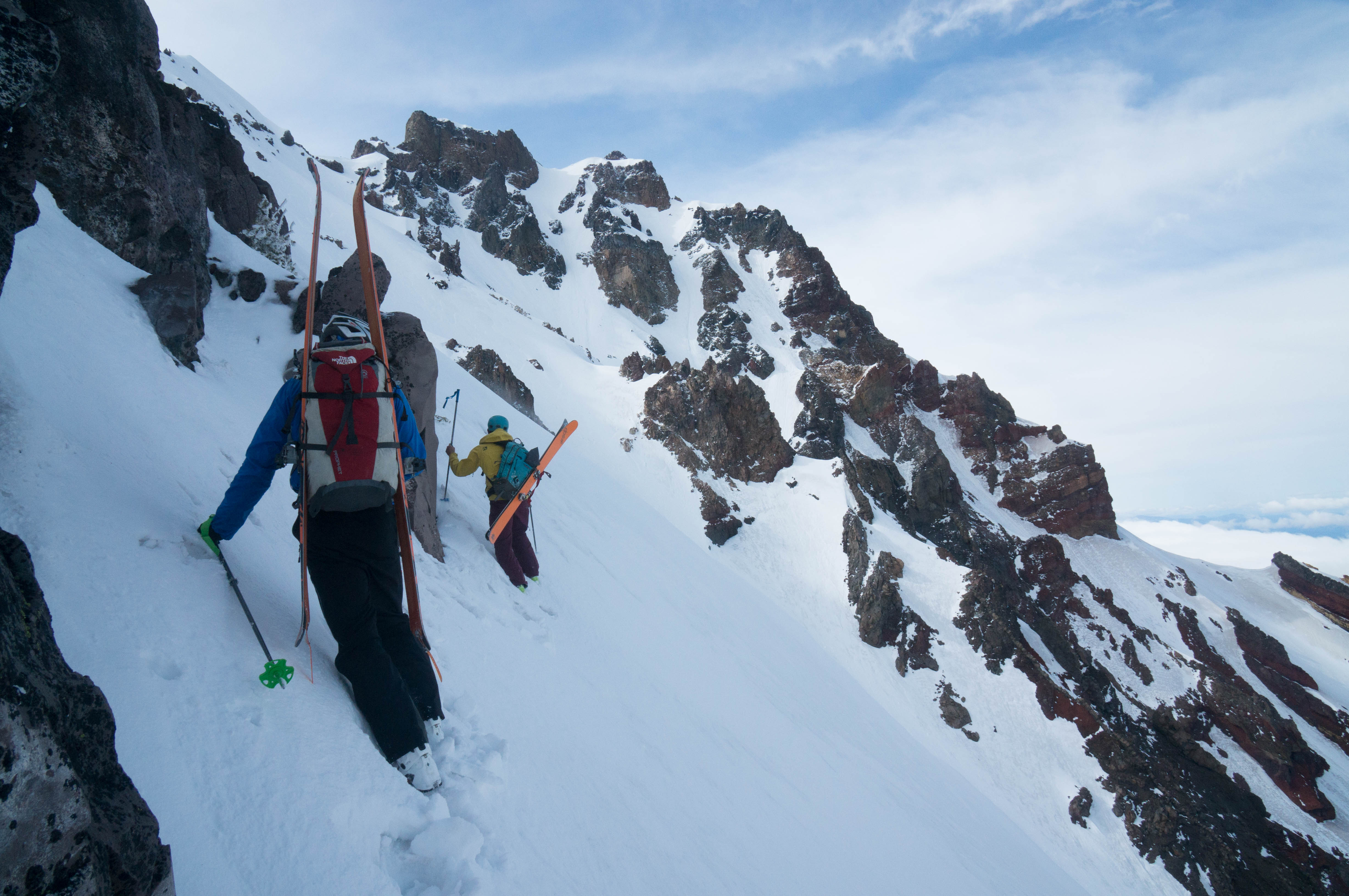 The E face of North Sister is rad. More chutes than you can shake a stick at. When it was time to drop in we found it all covered in breakable crust, so we left it on the To Do list and skied the SE ridge.